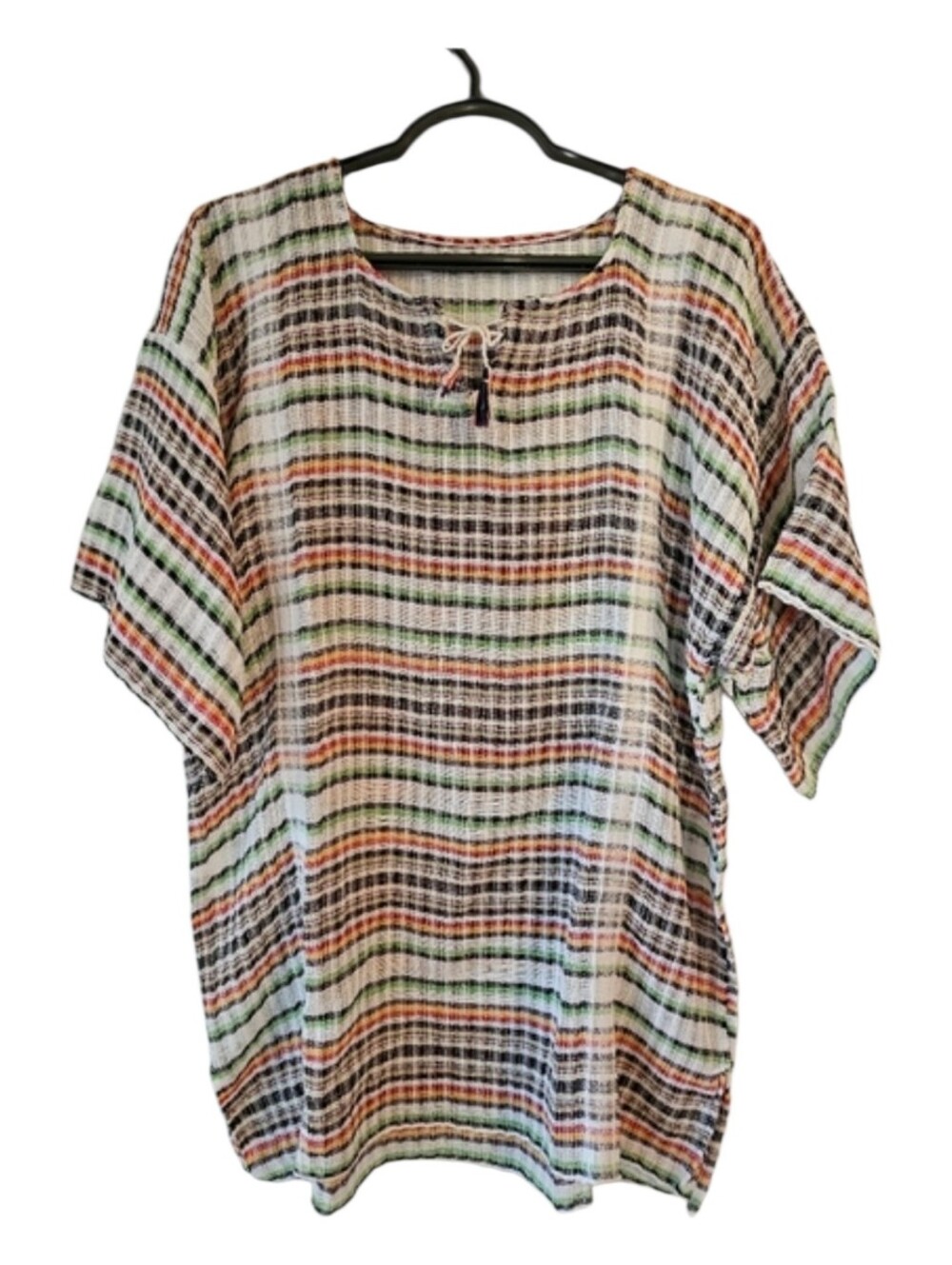 Resort Style "Linen Type" Top Multi‎ Color Stripes Size Unknown